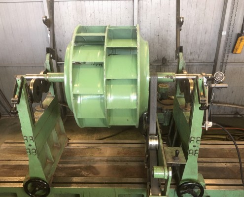 Equilibrage dynamique d'une turbine de ventilation double